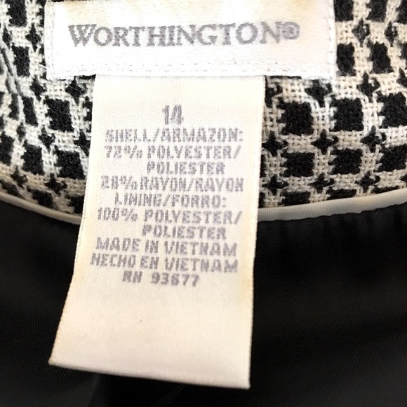 EUC Worthington Black & cream Small Houndstooth Blazer sz 14 - Picture 4 of 10